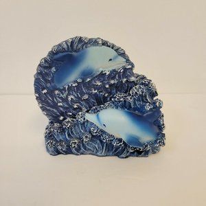 4 Cup Coasters With Holder Ceramic Delpine Design Blue Color